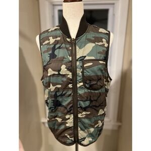 Denim And Supply Ralph Lauren Camo And‎ American Flag Vest Small Petite Vintage